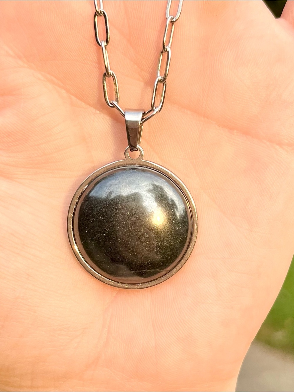 Hand made Hematite Round Pendant Necklace - Picture 3 of 6